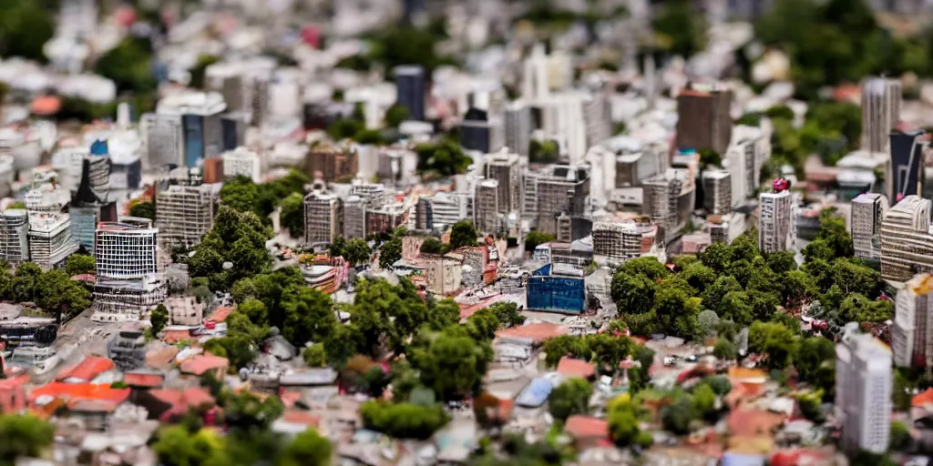 Image similar to a miniature diorama of downtown santiago de chile, macro photography