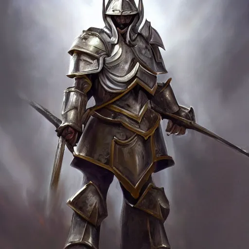 Image similar to a divine paladin in heavy armor wearing a heavy platemail helmet, artstation hall of fame gallery, editors choice, #1 digital painting of all time, most beautiful image ever created, emotionally evocative, greatest art ever made, lifetime achievement magnum opus masterpiece, the most amazing breathtaking image with the deepest message ever painted, a thing of beauty beyond imagination or words, 4k, highly detailed, cinematic lighting