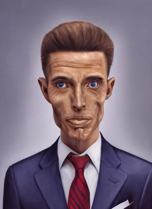 Image similar to a hyper realistic portrait of a handsome male alien in a suit