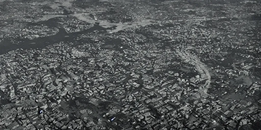 Prompt: a city on the moon with trees. river in the foreground. ocean in on the right. half lit earth in the sky from moon. moon mountains in the background