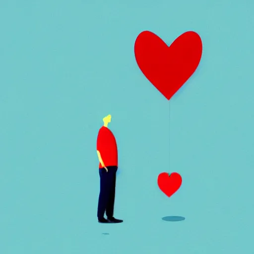 Prompt: fantastic illustration where a red heart appears