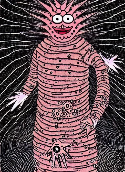 Image similar to junji ito style patrick star, intricate, highly detailed, illustration, art by junji ito, junji ito