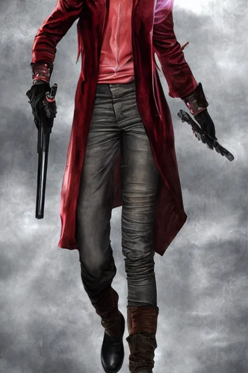 Image similar to frank dillane as young dante from devil may cry 3, detailed, full body