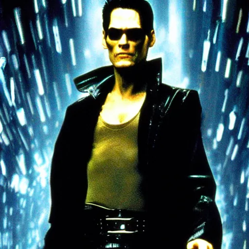 Image similar to film still of jim carrey as neo in the movie matrix, photography