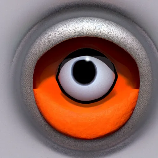 Image similar to 3 d render of an eyeball with a carrot lodged into the iris, realistic