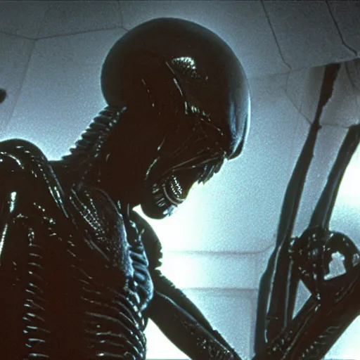 Prompt: patrick stewart as the xenomorph in alien 1 9 7 9, 4 k hd film still