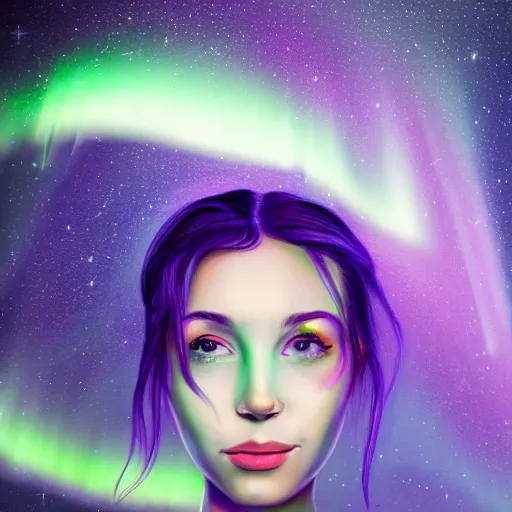 Image similar to the girl that dreams with the auroras, ultra detailed portrait