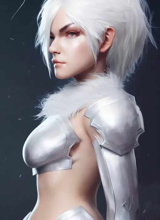 Prompt: fur - lined armor!!! beautiful and elegant white haired female!! gorgeous ayes!! character concept art, sharp focus, octane render! unreal engine 5! highly rendered!! trending on artstation!! detailed linework!! illustration by artgerm, wlop and sakimichan