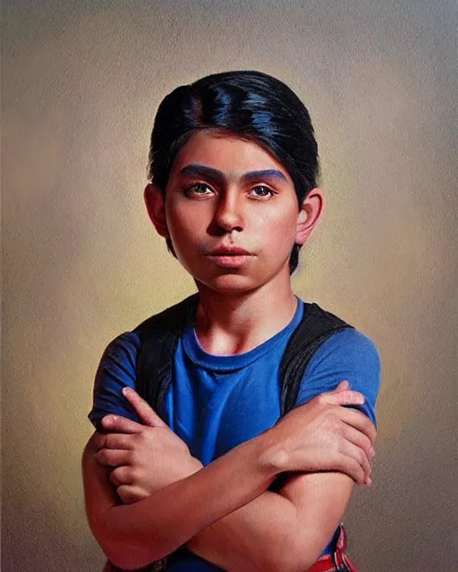 Image similar to portrait of a magical mexican boy, art by denys tsiperko and bogdan rezunenko, hyperrealism