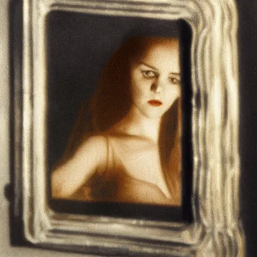 Image similar to Reflection of a girl in a broken mirror by Fritz Lang