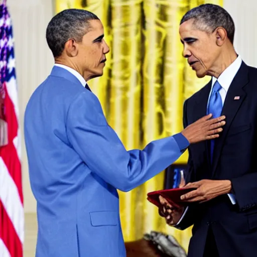 Image similar to president obama awarding the medal of freedom to scooby doo