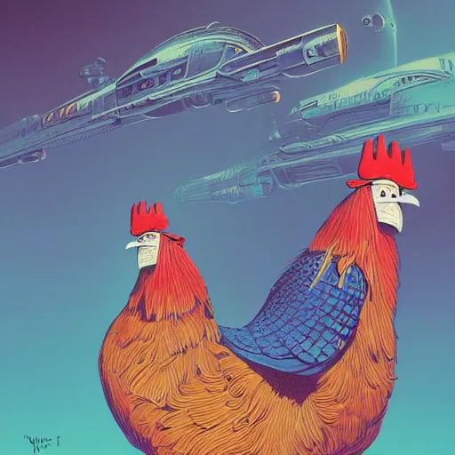 Image similar to a portrait of a robotic rooster wearing a hoodie, science fiction, retro cover, high details, intricate details, by vincent di fate, artgerm julie bell beeple, 60s, inking, vintage 60s print, screen print