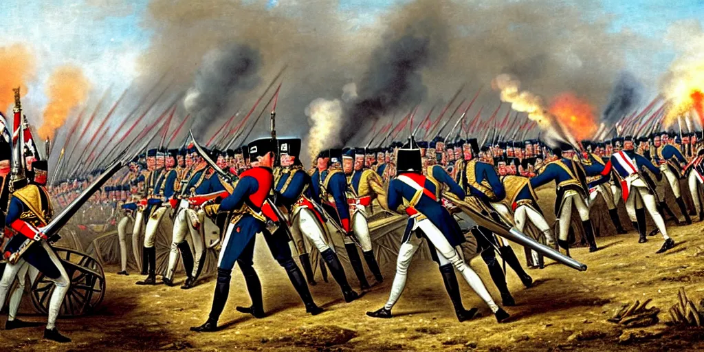 Image similar to first person point of view from the artillery battery during a napoleonic war. highly detailed depicting the artillery