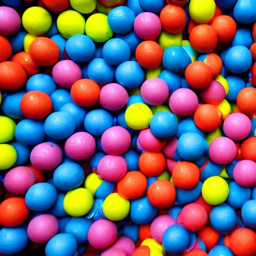 Image similar to millions of colorful bouncy balls are bouncing the streets of new york city