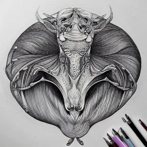 Prompt: surreal creatures drawn in ballpoint pen shading by Ronny Khalil