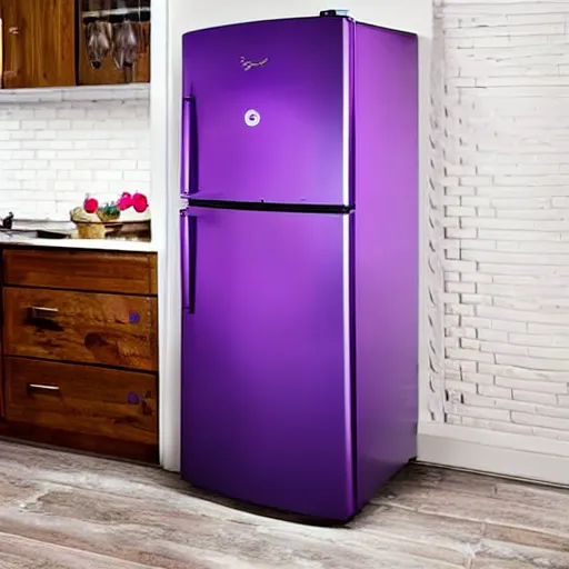 Image similar to refrigerator with wings in a purple tornado