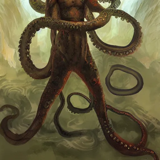 Image similar to full body portrait of a tentacle warrior, by jon foster