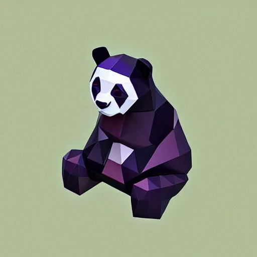 Image similar to a low poly isometric render of a cute panda