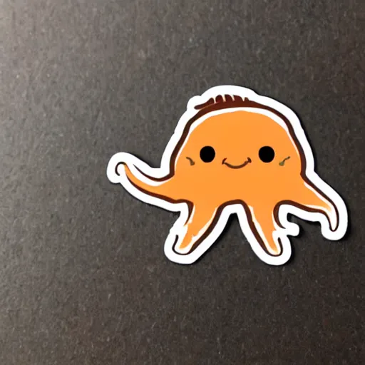 Image similar to sticker of a cute orange squid with a moustache