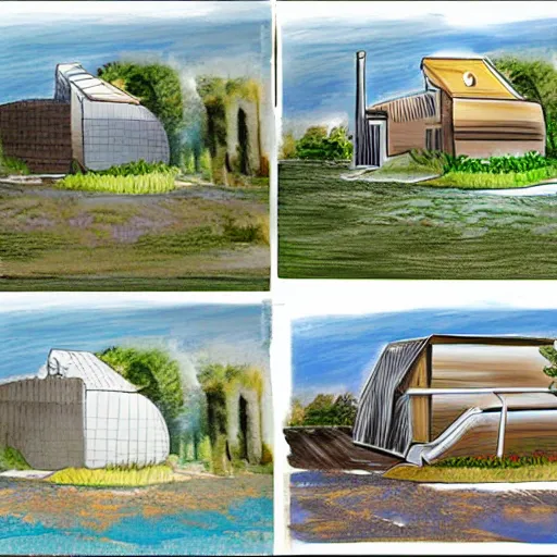 Prompt: concept art of a realistic house adapted to climate change