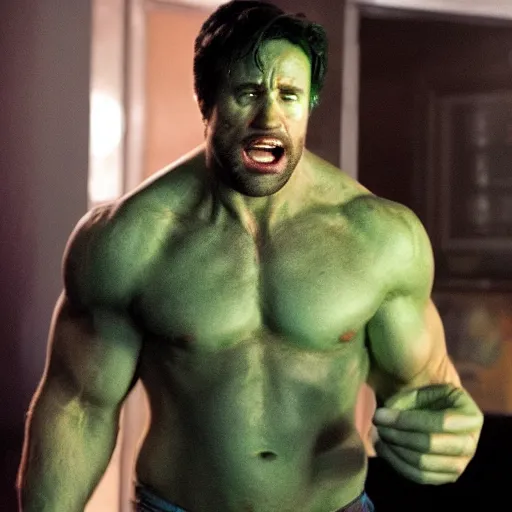 Image similar to rob mcelhenney as the incredible hulk movie still