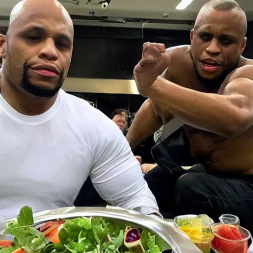 Prompt: daniel cormier eating a salad