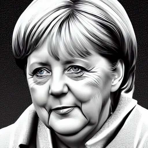 Image similar to concept art of angela merkel, vector art, by grzegorz domaradzki, brush hard, highly detailed, artstation, high quality