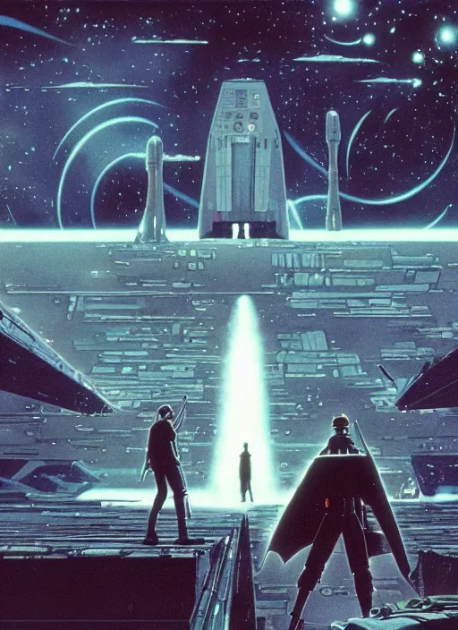 Prompt: film still of empire strikes back, artwork by Dice Tsutsumi, Makoto Shinkai, Ralph high contrast vibrant colors, McQuarrie, Lucasfilm, Studio Ghibli