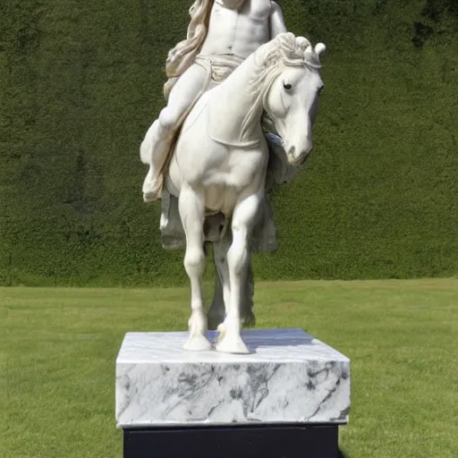 Prompt: louis xiv equestrial roman statue, marble