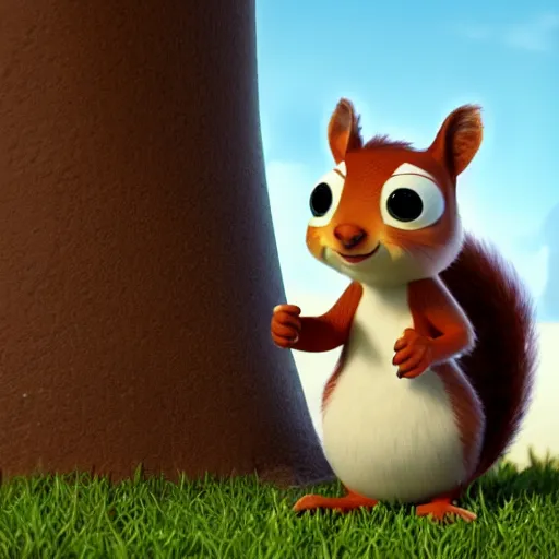 Image similar to pixar character, squirrel, 3d, octane render, character portrait