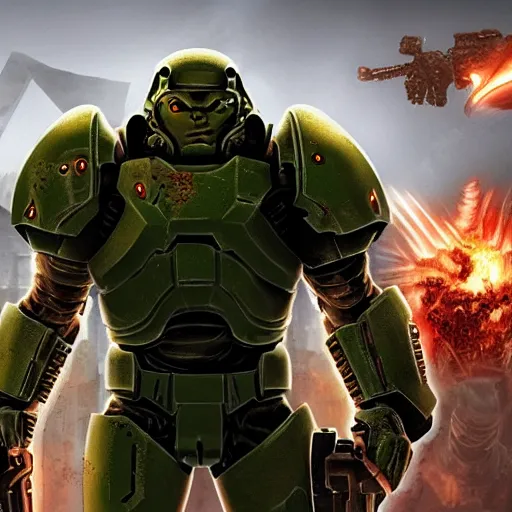 Prompt: doomguy from doom eternal