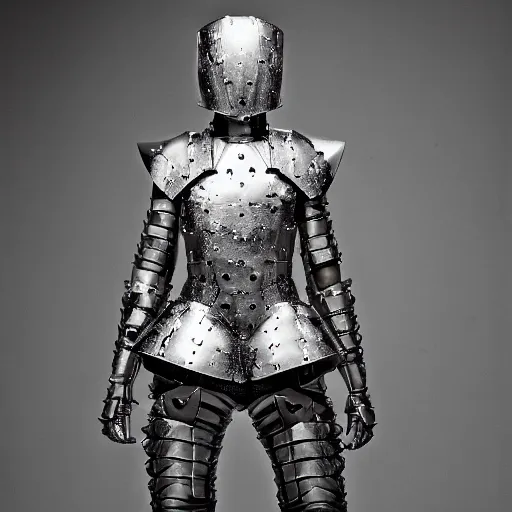 Image similar to Battle armor designed by Frank Gehry, fashion photography