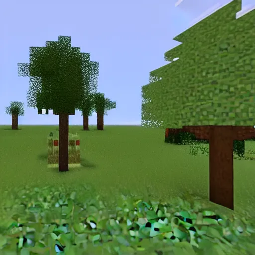 Prompt: a big tree with chihiro vibes in minecraft