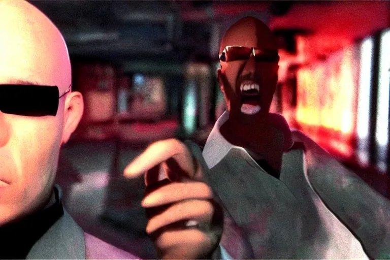 Image similar to pitbull mr. worldwide in a ps 1 game, in 2 0 5 5, y 2 k cybercore, still from a ridley scott movie