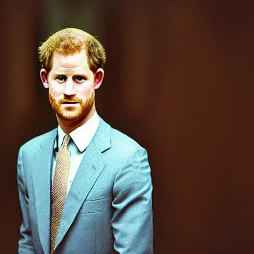 Image similar to color 35mm film still of Prince Harry, figure portrait