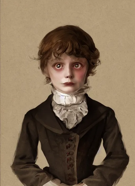 Prompt: portrait of an evil victorian child, digital art, trending on artstation