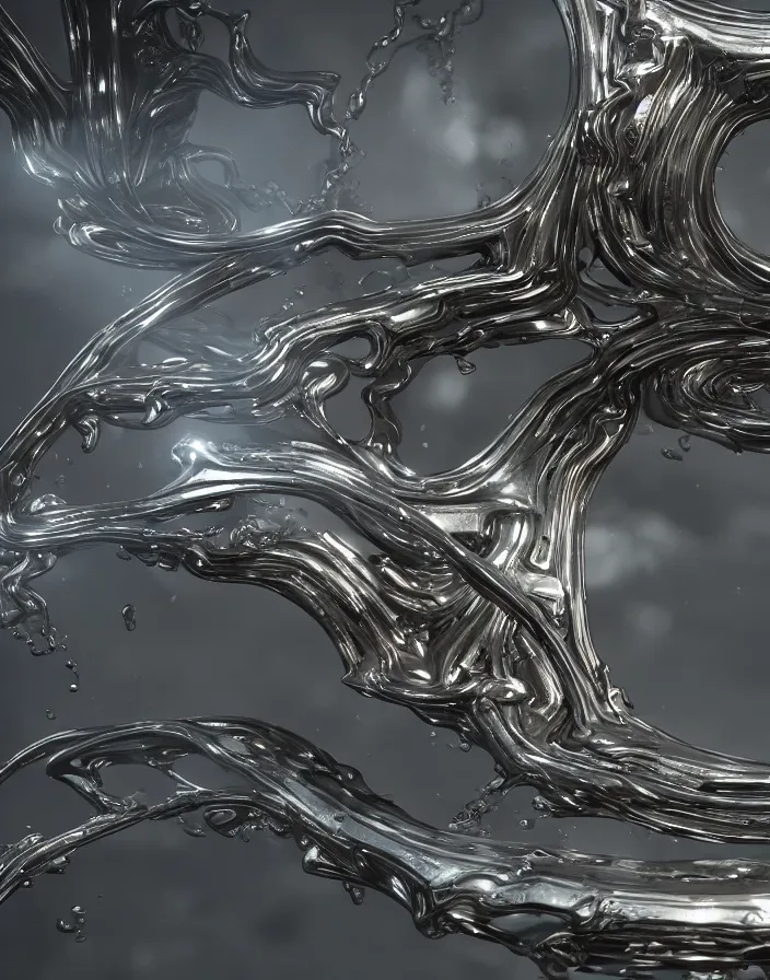 Image similar to surreal liquid metal frame, ultra rendered extreme realism and detail, 8 k, highly detailed, realistic, pbr, unreal engine 5, cinematic, epic lighting, cryengine, octane render