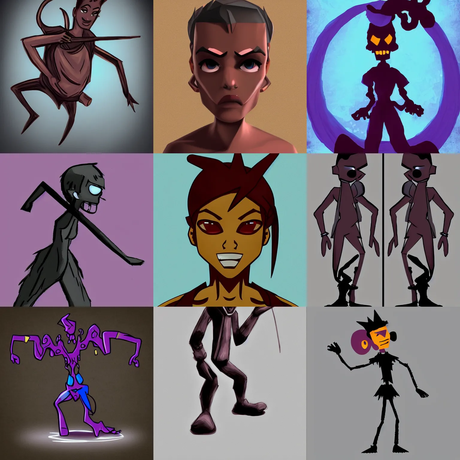 Prompt: limbo game character but in colors