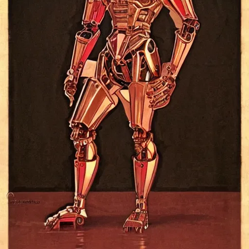 Prompt: handsome beautiful but male humanoid male robot part metal wires with wavy short dark hair, elegant, red lighting, realistic, concept art, smooth, detailed, alphonse mucha and waterhouse,