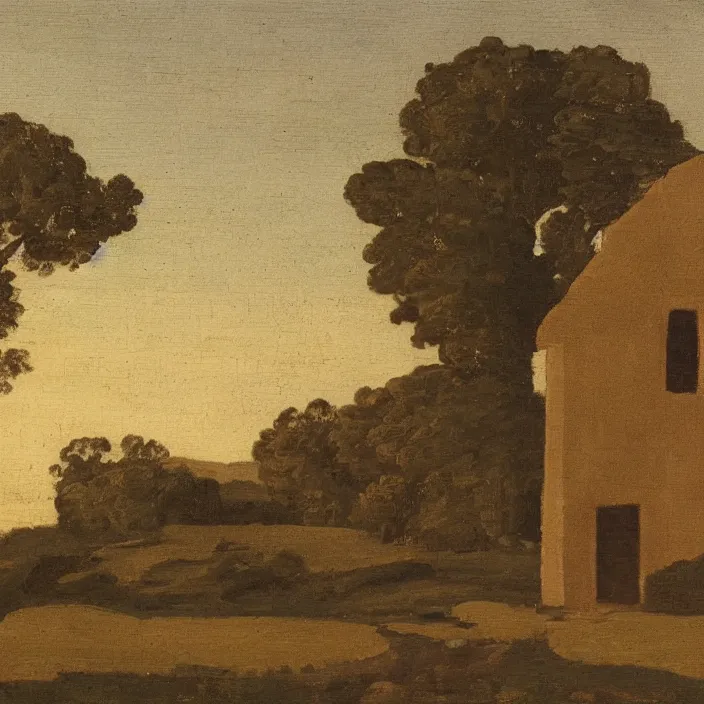 Image similar to a building in a serene landscape, early christian painting