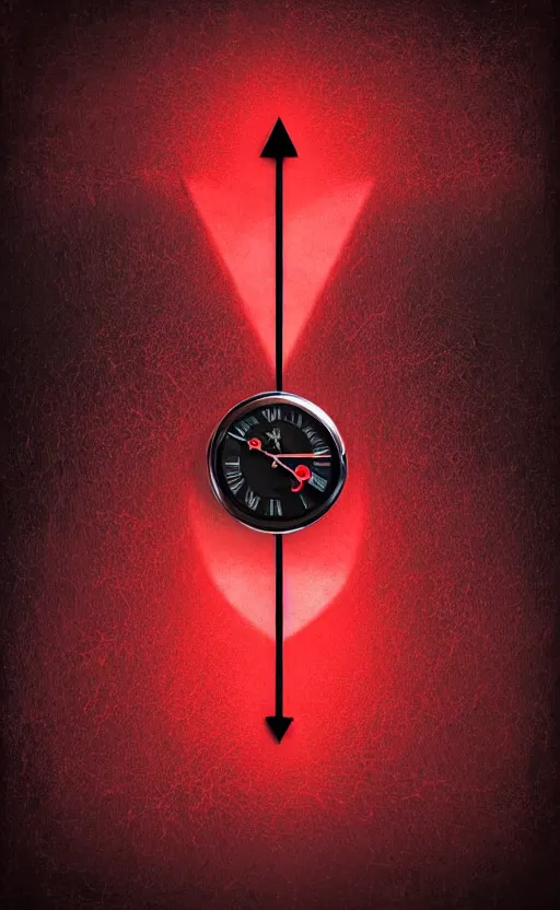 Image similar to a melting Roman numeral clock, behind a red and black gradient background, awith a black heart shaped on the top left corner and a black diamond card shape in the bottom right corner, dynamic lighting, photorealistic fantasy concept art, trending on art station, stunning visuals, cinematic, creative, ultra detailed