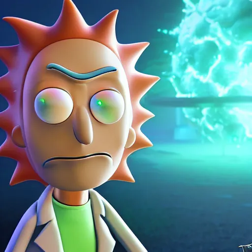 Prompt: rick from rick and morty 3 d render photorealistic unreal engine photorealistic ultra - realistic highly detailed focus photography lighting digital painting adultswim by kyle lambert