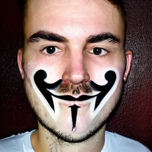 Prompt: anonymous face tattoo on the face of anonymous