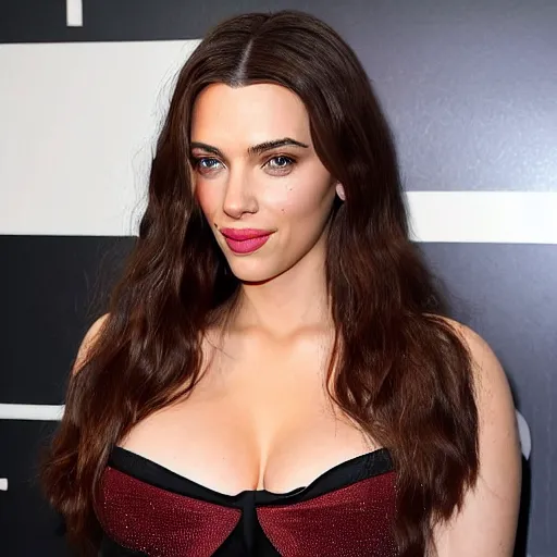 Image similar to a woman who is a genetic combination of kim kardashian and kat dennings and scarlett johansson and margot robbie and emma watson, face and upper - body focus, detailed eyes