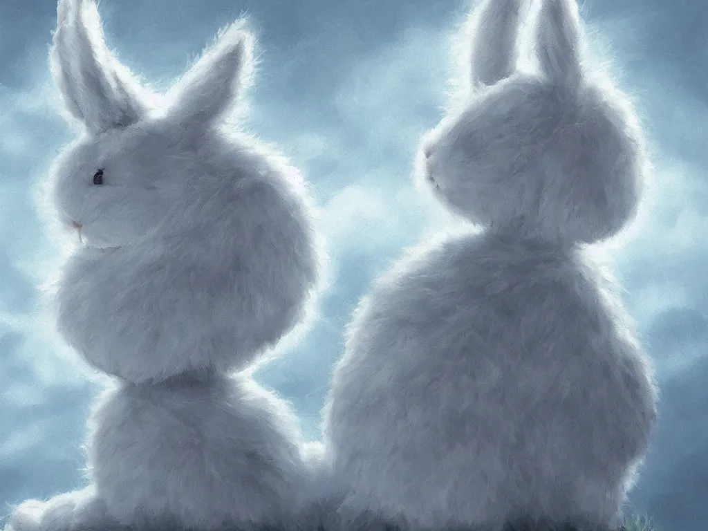 Image similar to a fluffy bunny, ideas floating around above its head, Aesthetically pleasing, digital concept art background by Hayao Miyazaki and Studio Ghibli, fine art, official media, high definition, illustration, ambient lighting, HDR, HD, UHD, 4K, 8K, cinematic, high quality scan, award winning, trending, featured, masterful, dynamic, energetic, lively, elegant, intricate, complex, highly detailed, Richly textured, Rich vivid Color, masterpiece.