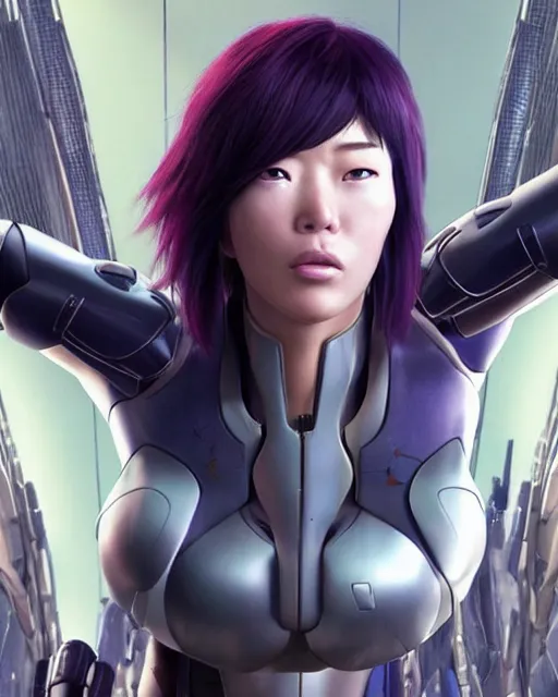 Image similar to weta disney pixar movie still portrait photo of motoko kusanagi the major ghost in the shell : : as cyborg woman by pixar : : by weta, wlop, ilya kuvshinov, rossdraws, artgerm, maxim cover, octane render, anime, octane render, 3 d, volumetric lighting, anti aliasing, raytracing : :