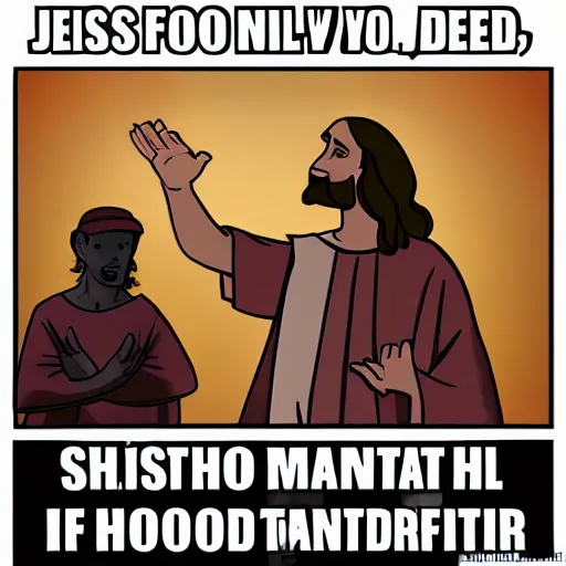 Image similar to jesus doing a prank in the hood