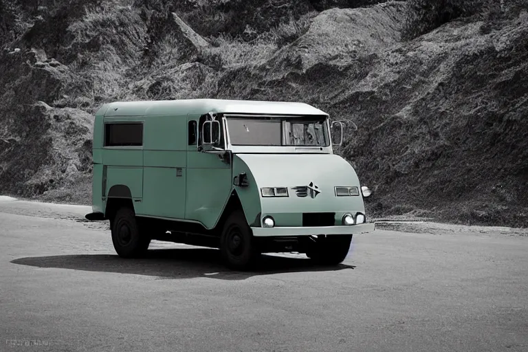 Prompt: futuristic concept citroen h van volvo military, ektachrome photograph, volumetric lighting, f 8 aperture, cinematic eastman 5 3 8 4 film