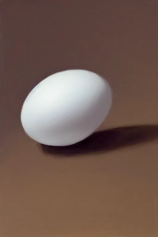 Prompt: a hyperrealistic painting of a single egg, minimalistic, super fine detail