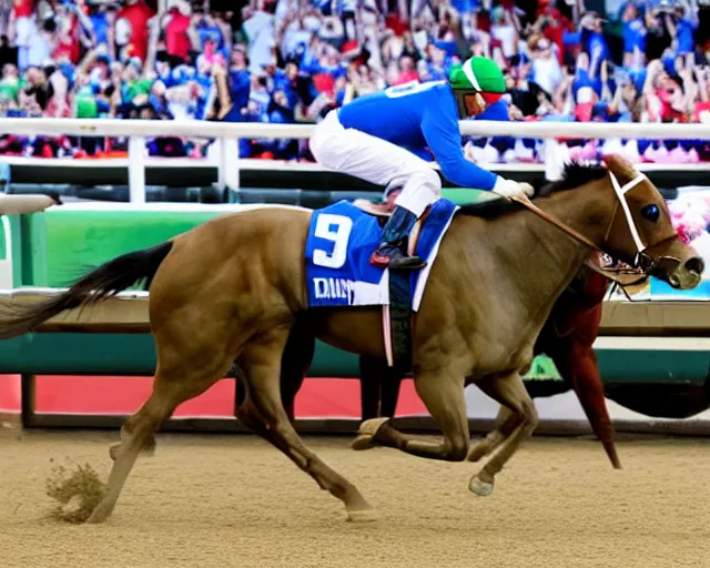 Image similar to Philly Phanatic wins the Kentucky Derby in a photo finish